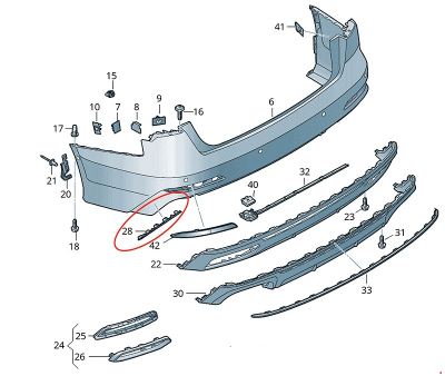 ARKA TAMPON ÇITASI SOL S-LİNE AUDI A6 2020 OEM 4K0 807 431